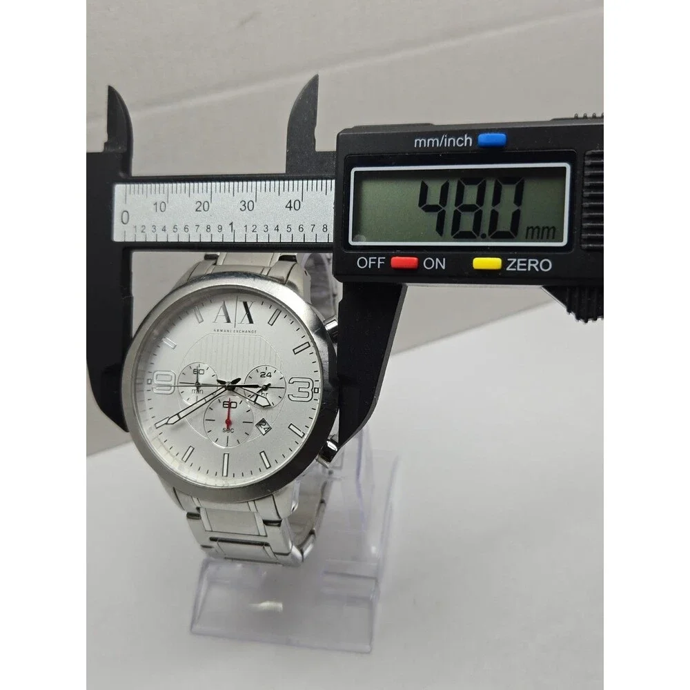 Armani Exchange Mens Chronograph 48mm Stainless Steel Date Watch New Battery